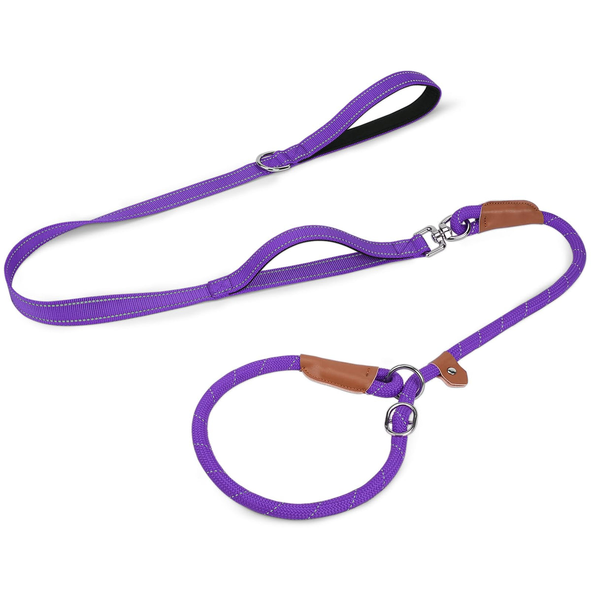 Joytale Slip Lead Dog Leash with Dual Handle, No Pull, Hot Pink, 6FT x 3/8"