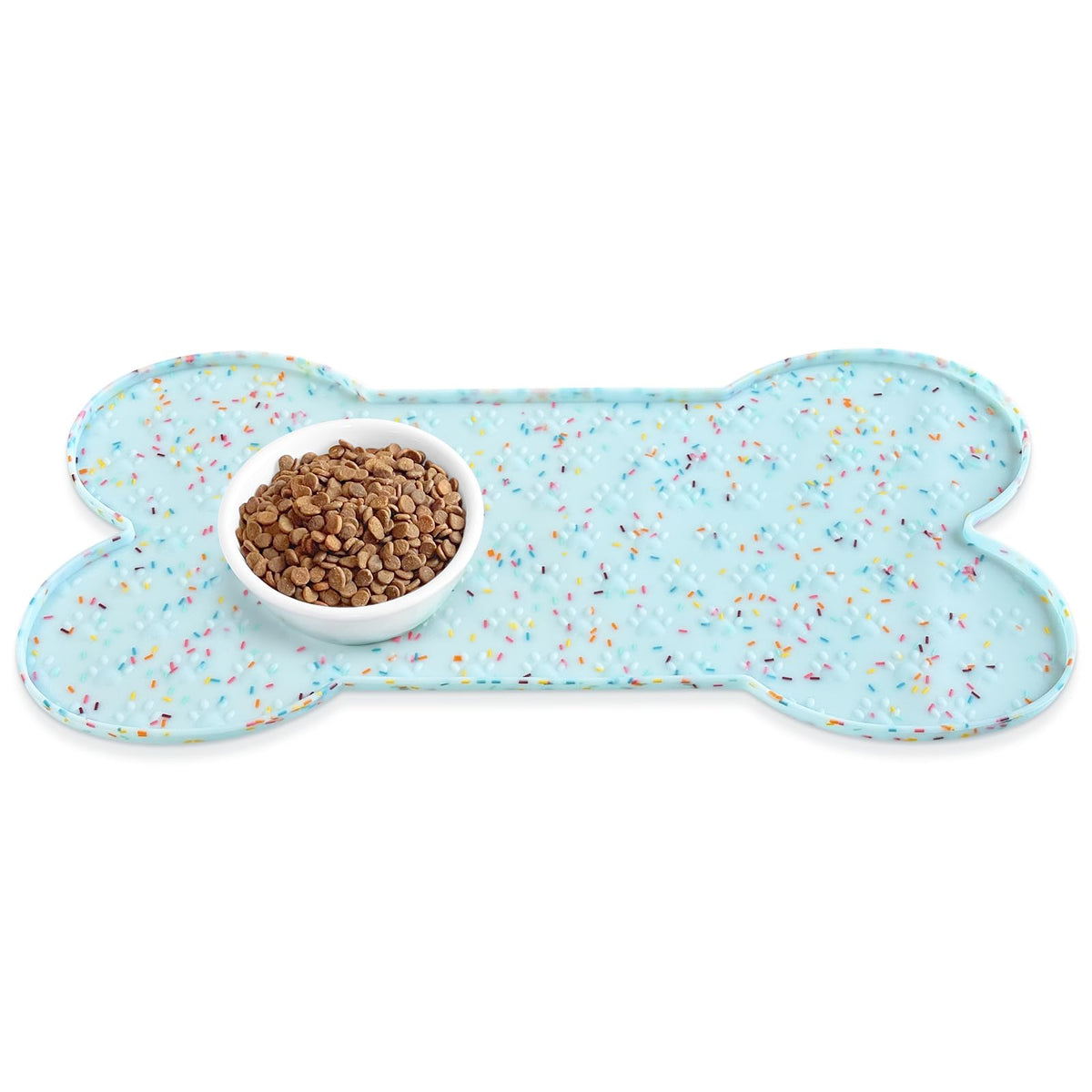 PWTAA Dog Food Mat Anti-Slip Silicone Dog Bowl Mat Thicker Pet Placemat Waterproof Cat Feeder Pad with Raised Edge Puppy Kitten Feeding Mats Suitable Small Medium-Sized Dogs Cats Eating Tray