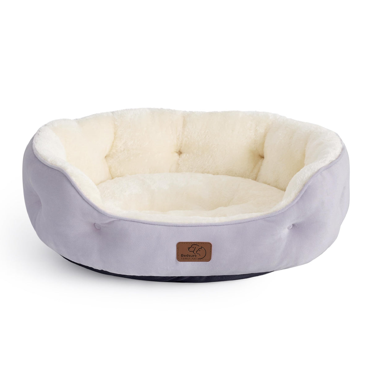 Bedsure Small Dog Bed Washable,Round Cat Beds for Indoor Cats,20in Ivory