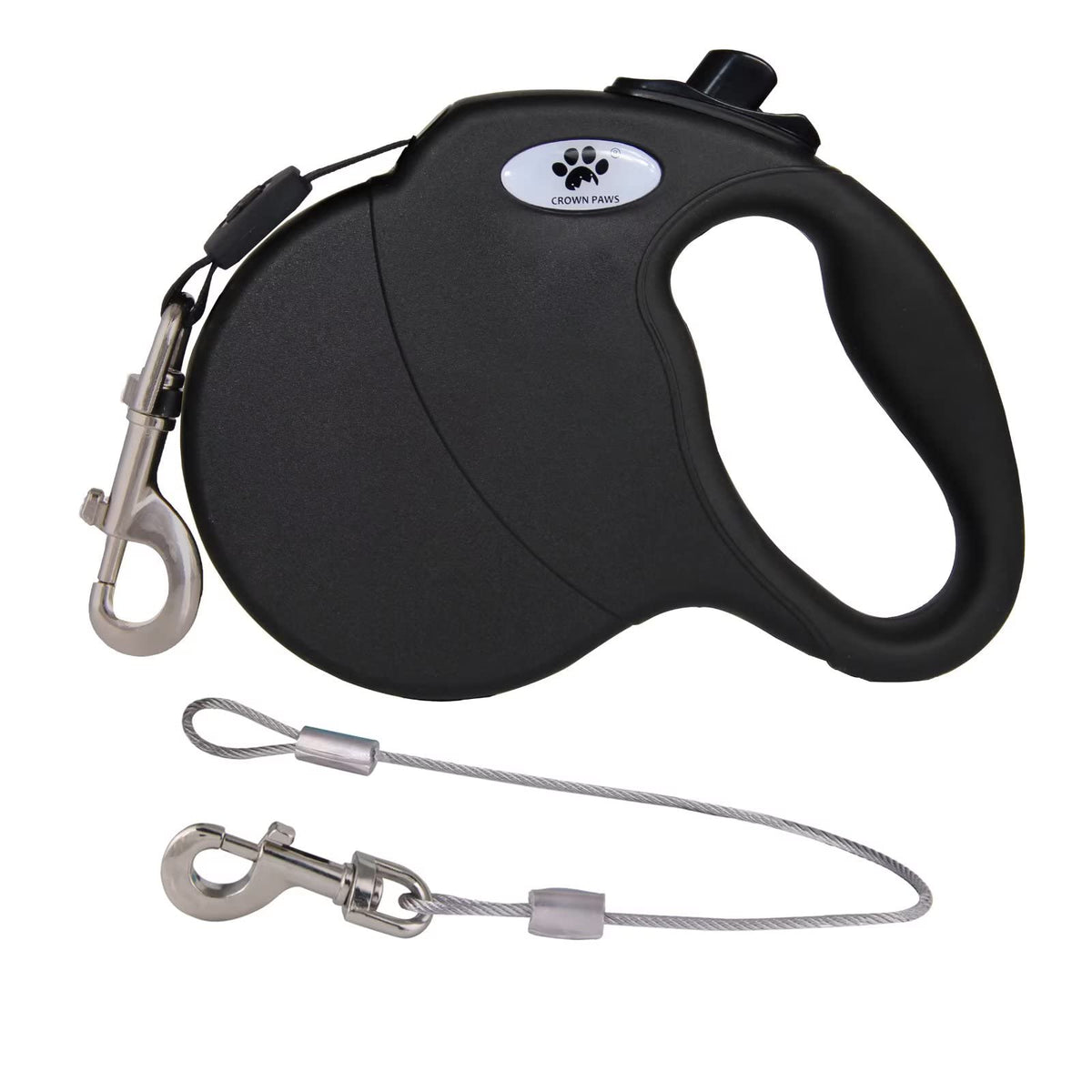 16ft Retractable Dog Leash for Large Breed Dogs up to 110 lbs with a Detachable Chew Proof Extender Wire Ropes (Black L)