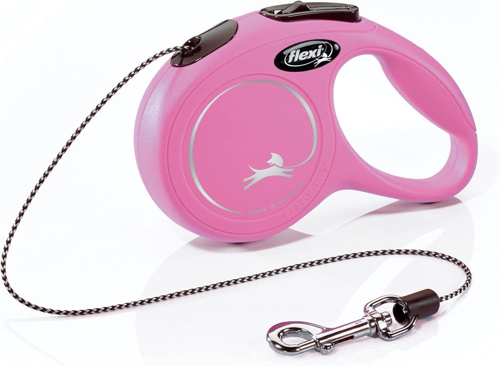 FLEXI® Classic XS Cord Retractable Dog Leash, 3-Finger Grip, 10 ft - Pink