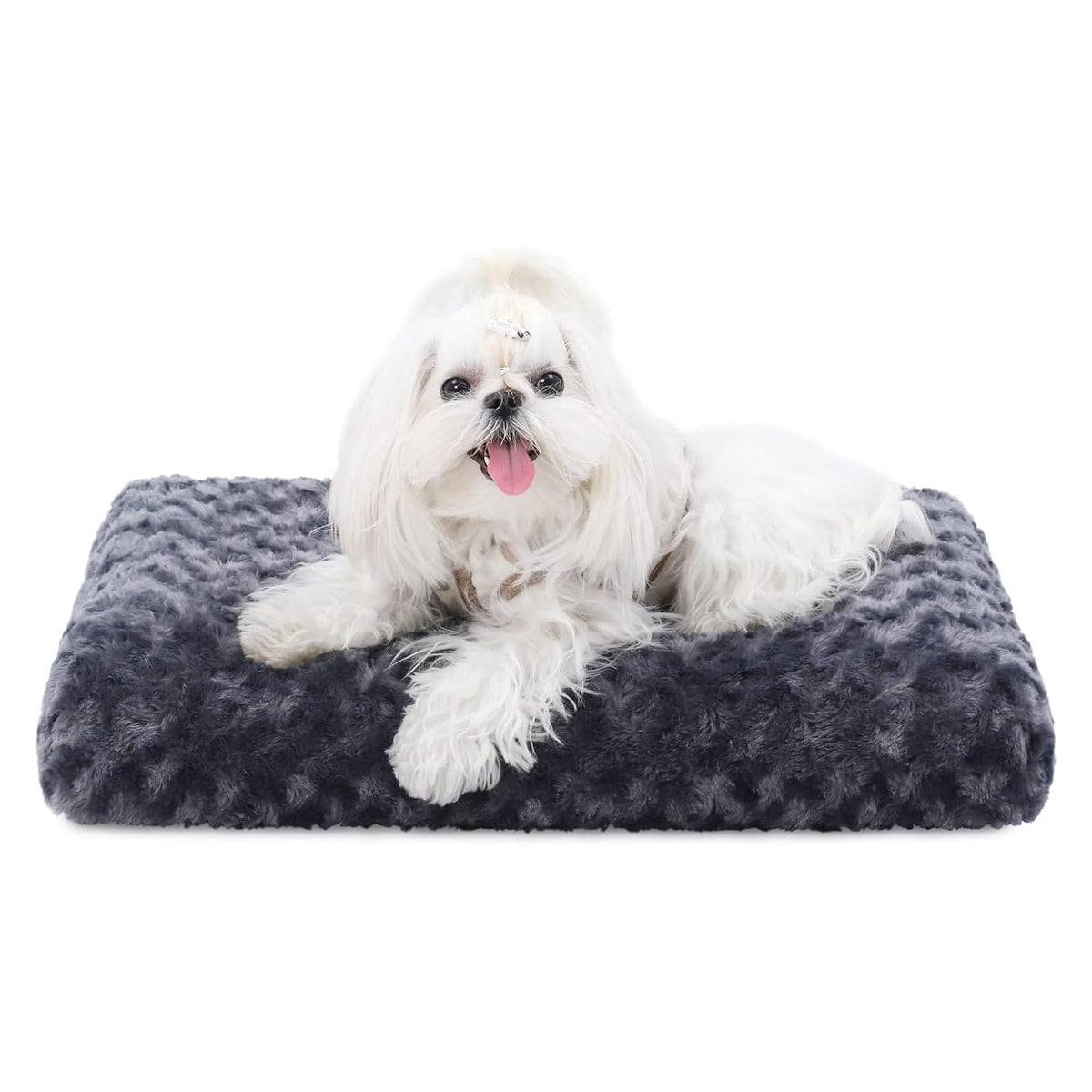 KSIIA Washable Dog Bed Small Dog Crate Bed Deluxe Plush Mat 23"x18" Gray