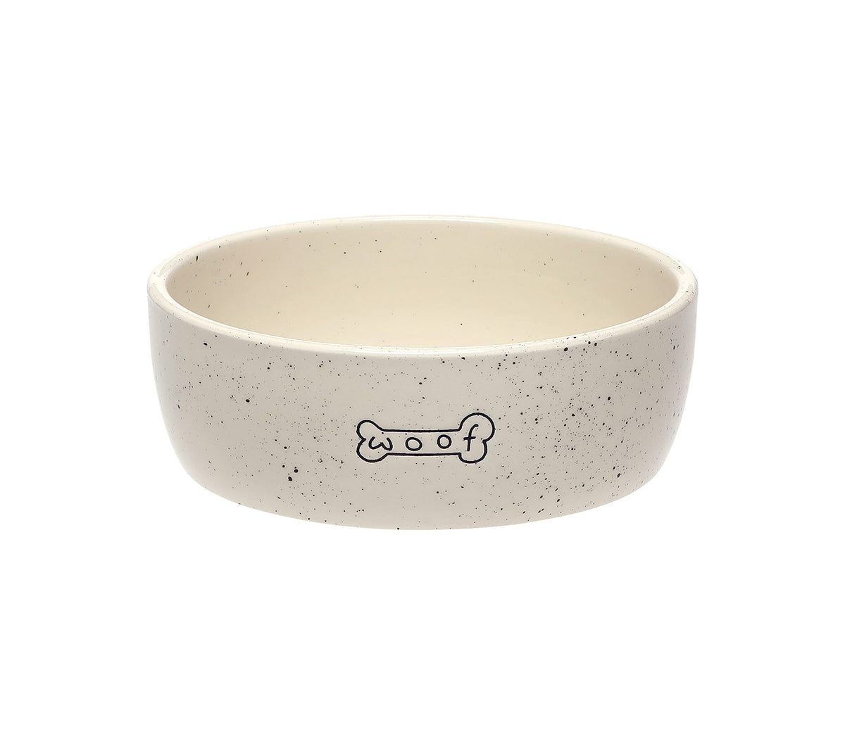 Pearhead Ceramic Dog Bowl - Woof Speckled Pet Food & Water Dish, 20 oz