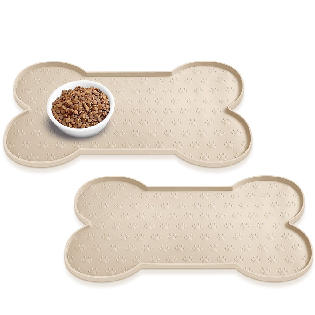 PWTAA Dog Food Mat Anti-Slip Silicone Dog Bowl Mat Thicker Pet Placemat Waterproof Cat Feeder Pad with Raised Edge Puppy Kitten Feeding Mats Suitable Small Medium-Sized Dogs Cats Eating Tray