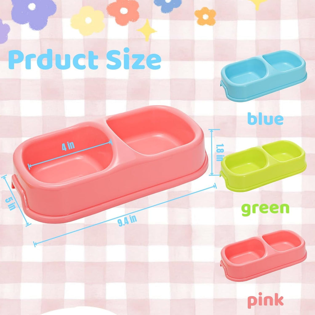 12 Pieces Plastic Double Cat Bowls, Dog Food Water Bowl Set