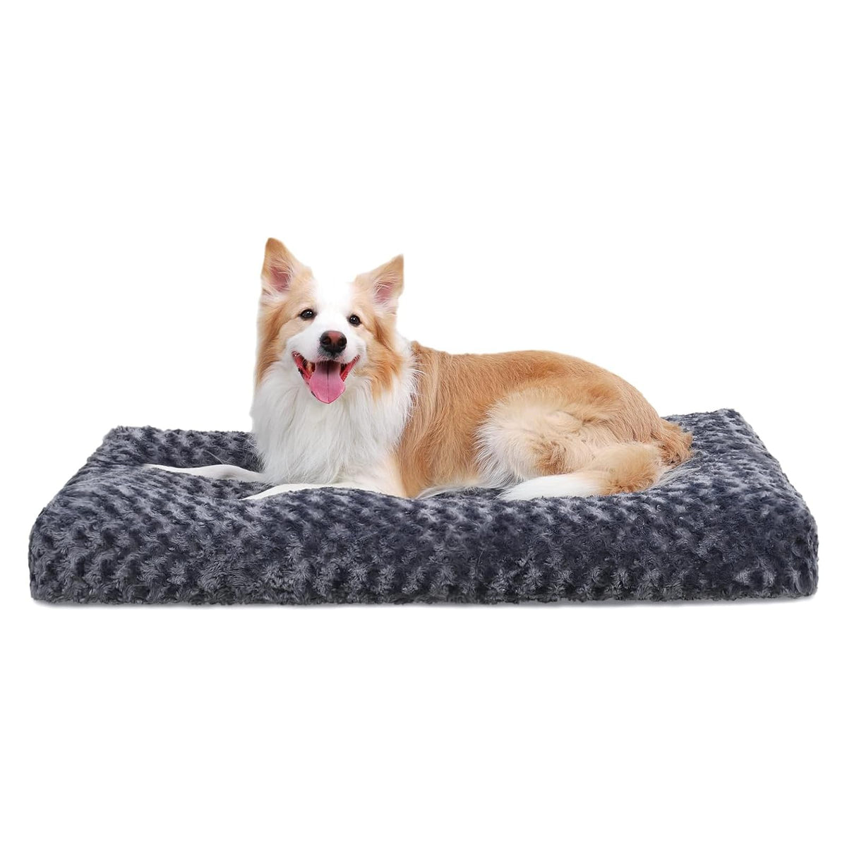 KSIIA Washable Dog Bed Small Dog Crate Bed Plush Pet Mat 23"x18" Dark Gray