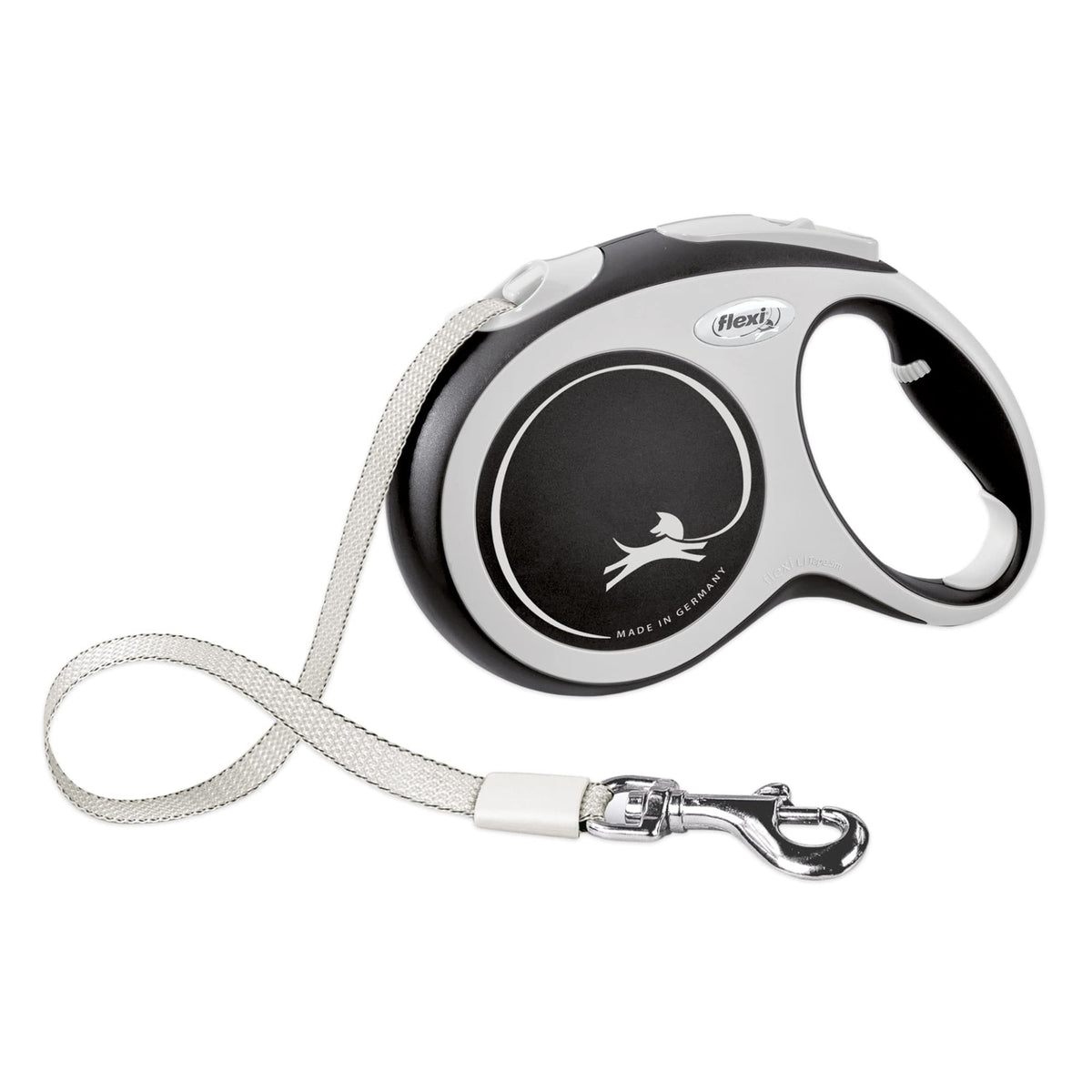 FLEXI® Comfort Tape Retractable Dog Leash, Small, 16 ft - Grey/Black