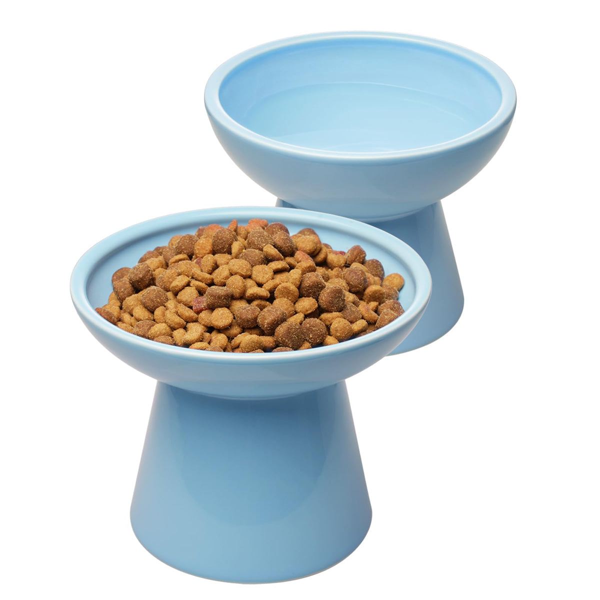 CEEFU 2-Pack Elevated Ceramic Cat Bowls Extra Wide for Food & Water