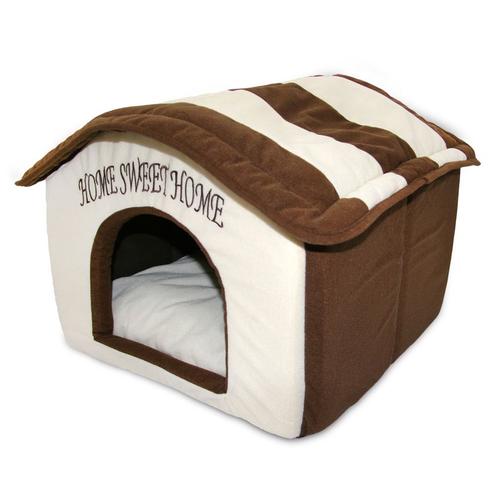 Best Pet Supplies Cat Bed for Indoor Cat, Domed Tent House with Removable Pillow, Covered Cat Cave for Small Dog, Puppies and All Breeds of Cats - Silver w/ Bones, 16 x 16 x H:14"