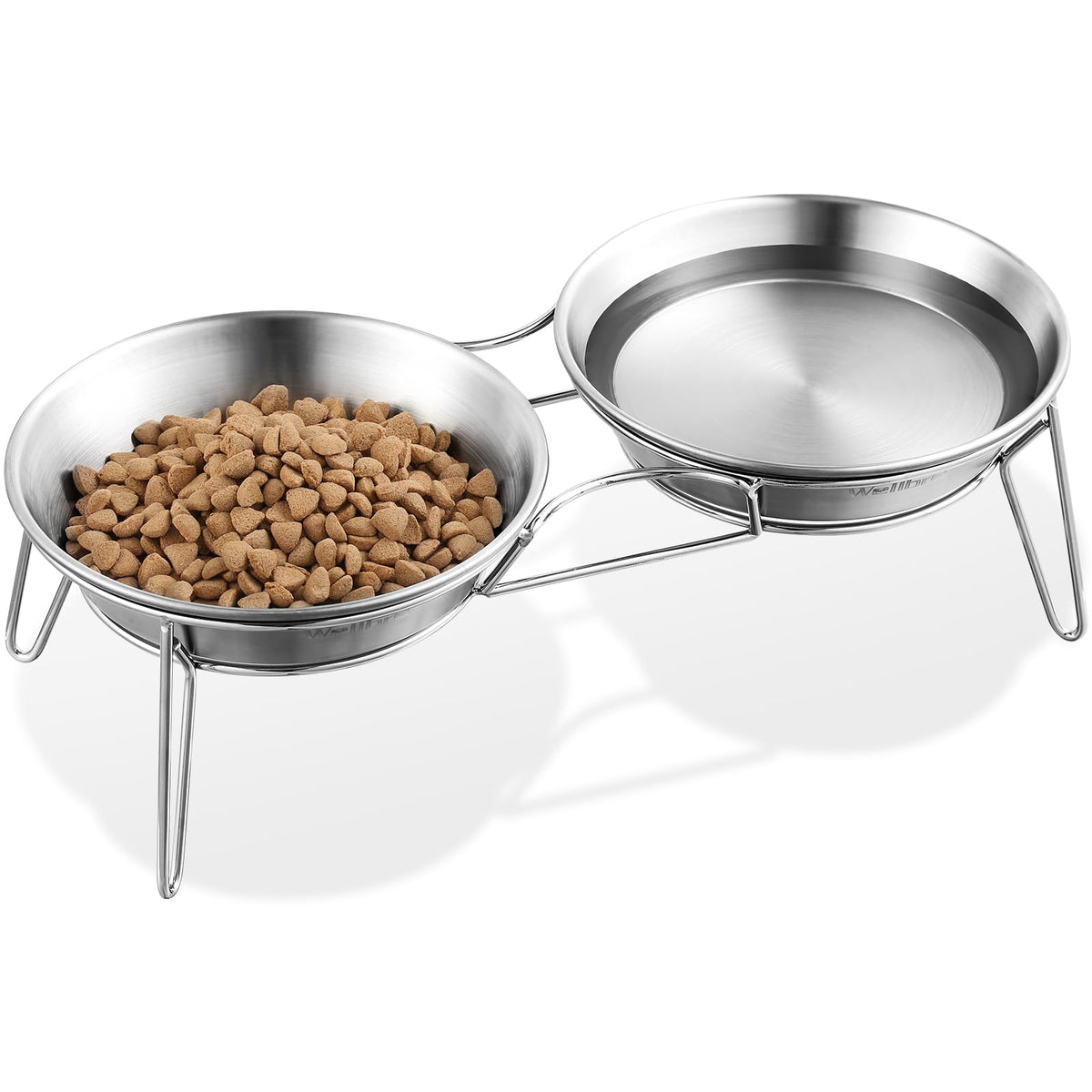 Elevated Cat Bowls, Wide Stainless Steel Cat Food Bowls with Metal Stand Whisker Stress-Free, Raised Food and Water Dish for Cats, Kitten, Puppies and Small Dogs