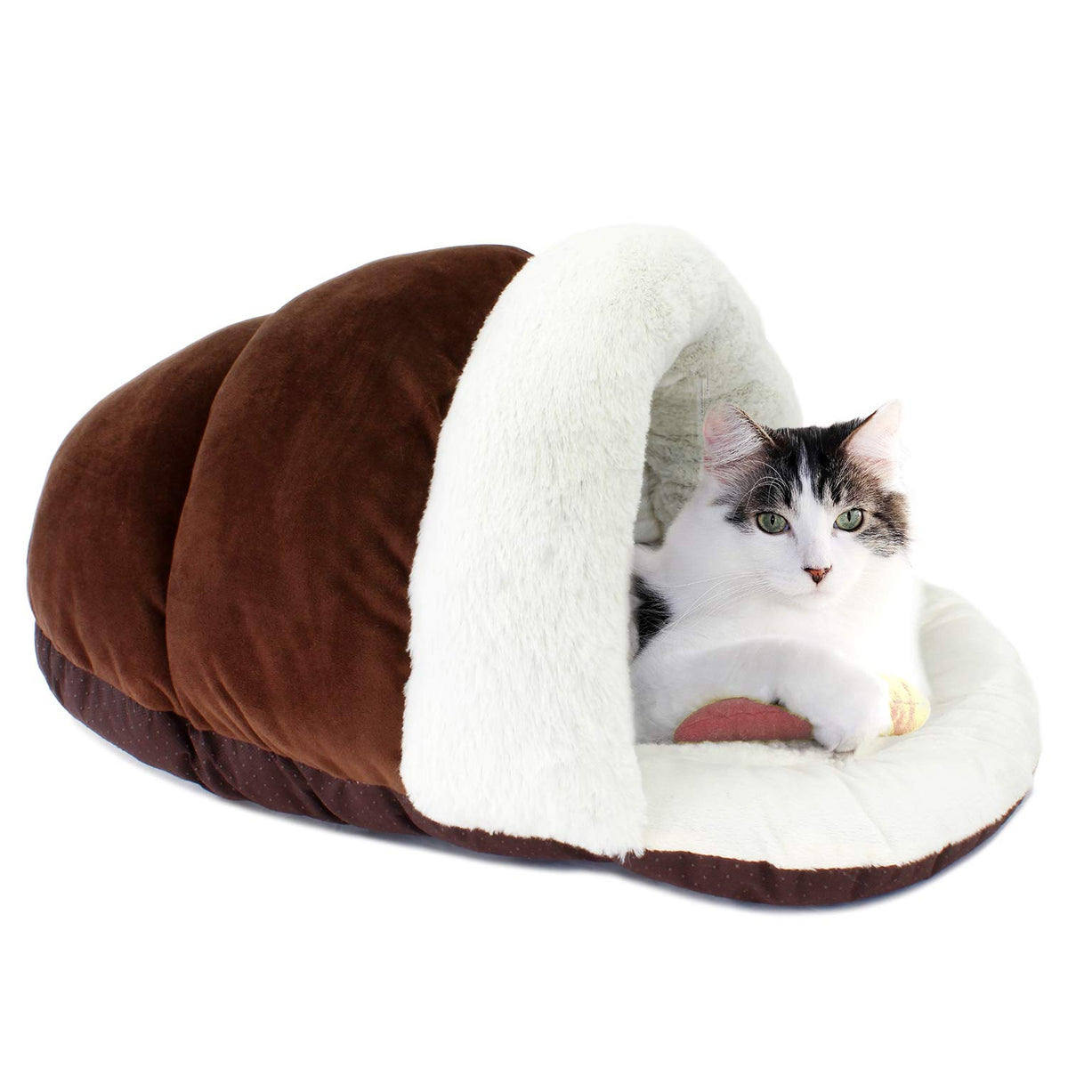 ASPCA - Cat Cave Bed for Indoor Cats Cozy Warm Felt House Dome for Cats & Kittens Soft, Warm & Plush Cave Bed with Removable Cushion Enclosed Pet Hideout Comfort Security 23' x 17" x 6"
