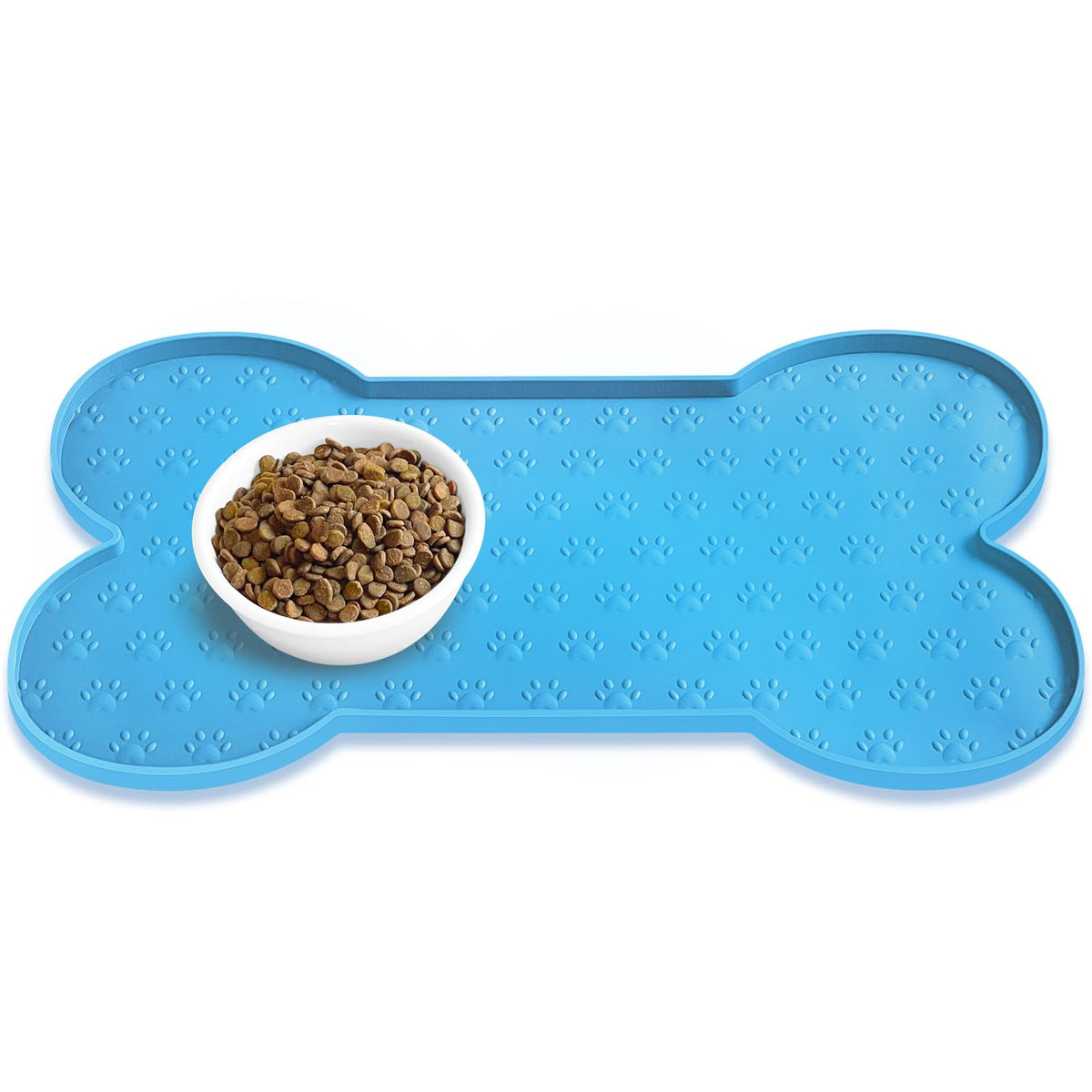 PWTAA Dog Food Mat Anti-Slip Silicone Dog Bowl Mat Thicker Pet Placemat Waterproof Cat Feeder Pad with Raised Edge Puppy Kitten Feeding Mats Suitable Small Medium-Sized Dogs Cats Eating Tray