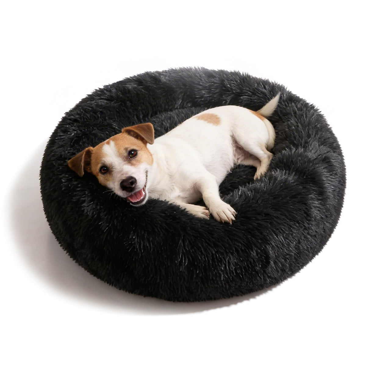 Small Calming Dogs Bed for Small Dogs Anti-Anxiety Machine Washable Fluffy Luxury Anti-Slip Waterproof Mute Base Warming Cozy Soft Pet Puppy Round Bed