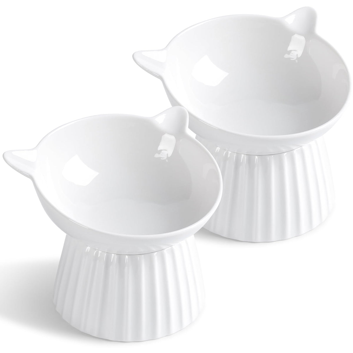 Ceramic Raised Cat Bowl，Tilted Raised Cat Bowl Anti Vomit Cat Bowls for Indoor Cats Whisker Friendly Pet Feeder for Cats Puppies, Microwave and Dishwasher Safe