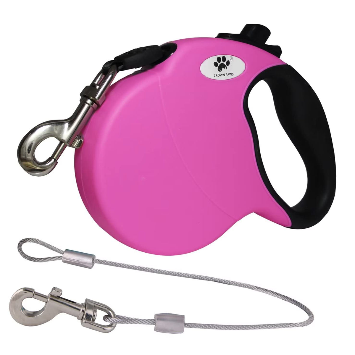 16ft Retractable Dog Leash for Large Breed Dogs up to 110 lbs with a Detachable Chew Proof Extender Wire Ropes (Black L)