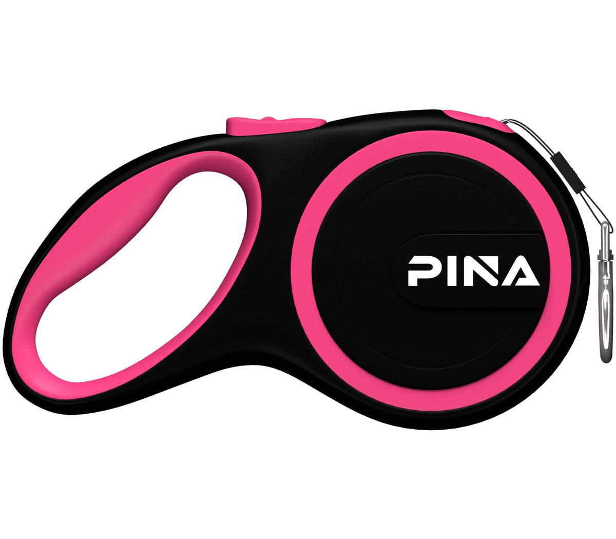 PINA Retractable Dog Leash, 26ft Dog Leash for Small Medium Large Dogs Up to 110lbs, 360° Tangle-Free Strong Reflective Nylon Tape, with Anti-Slip Handle, One-Handed Brake, Lock - Black Blue