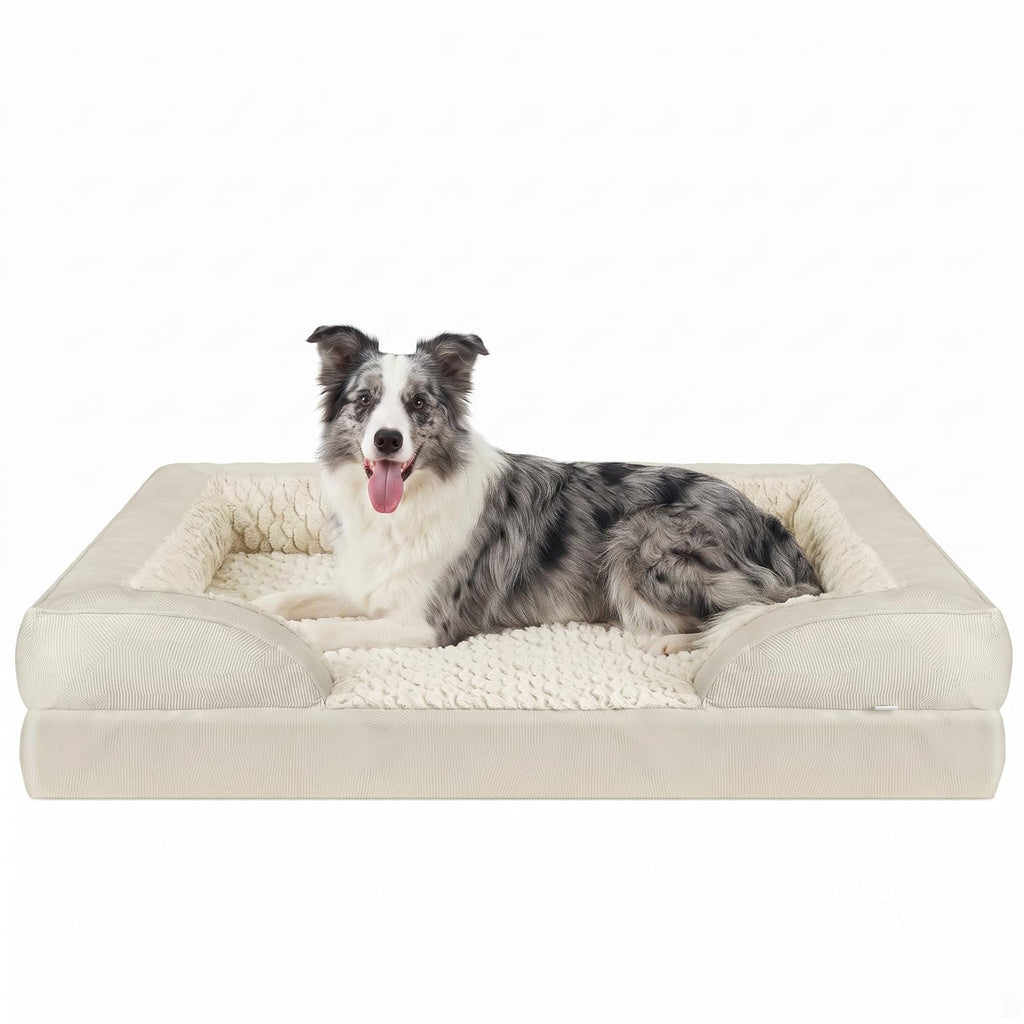 INVENHO Orthopedic Dog Beds Large Sized, XL Washable Dog Sofa with Egg-Crate Foam, Waterproof Lining and Non-Skid Bottom