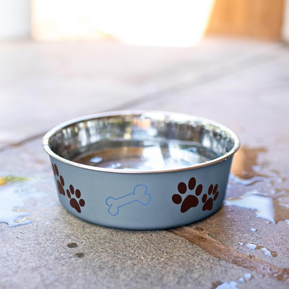 Loving Pets Bella Dog Bowls - Stainless Steel Dog & Cat Bowls - Spill Proof Dog Food Bowl, Cat Bowl, Puppy Essentials & Pet Supplies Great for Home & Travel (Small 10-20 lbs, Blueberry)