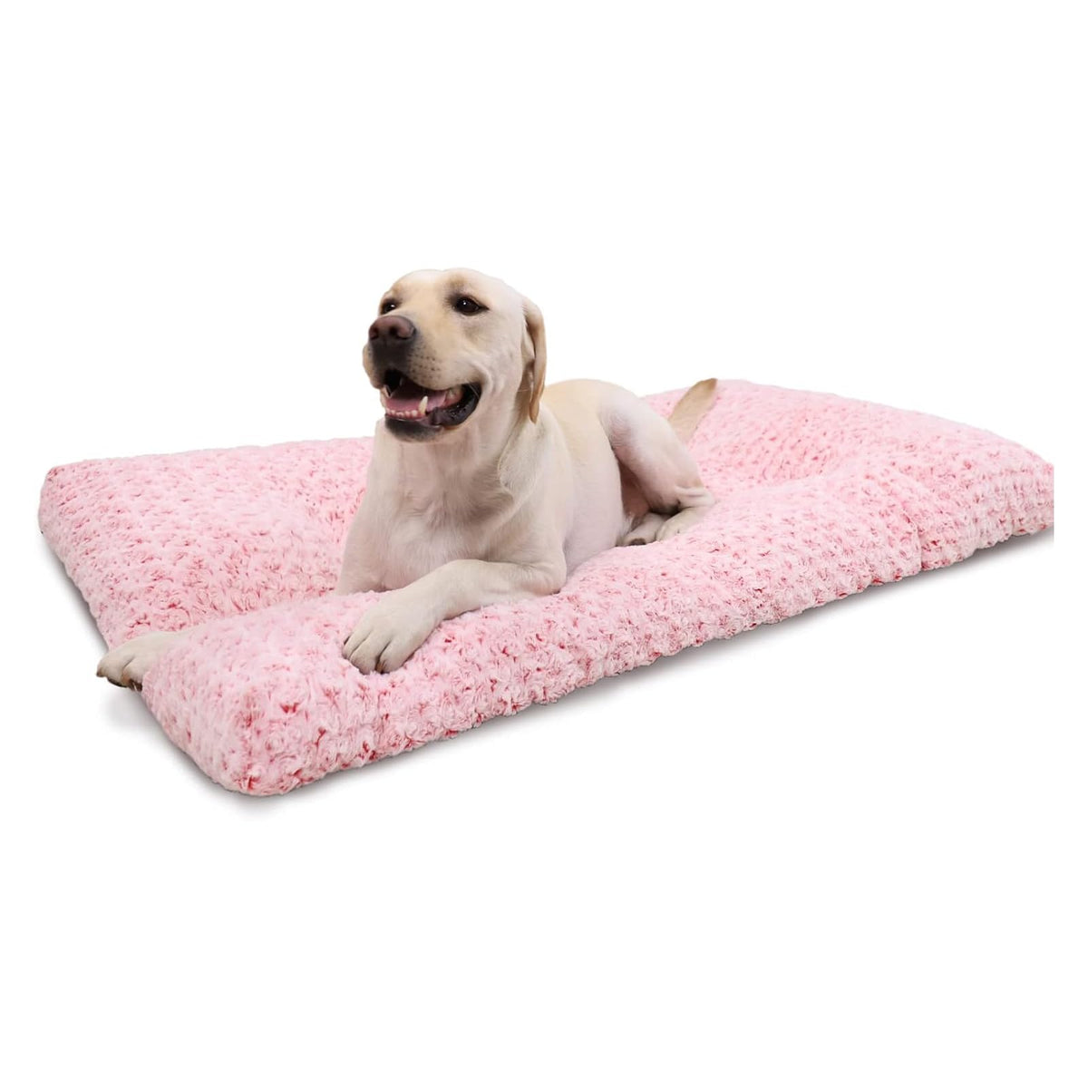 KSIIA Washable Dog Bed Medium Size Dog Crate Bed Plush Pet Mat 35"x23" Pink