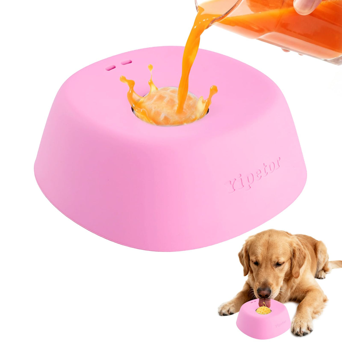 Yipetor Dog Lick Bowl, Rolled Ball-in Slow Feeder Enrichment Puzzle Toys
