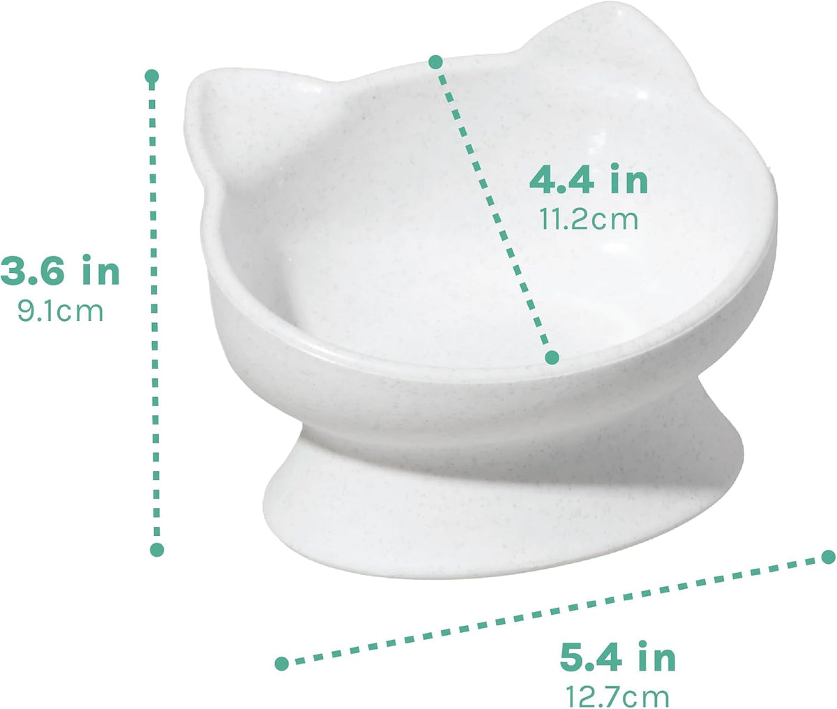 Kitty City Elevated Cat Bowls (Set of 2), Whisker-Friendly Raised Cat Food & Water Dishes, Modern Pedestal Design, Dishwasher Safe, 6.5 oz Each – White & Gray