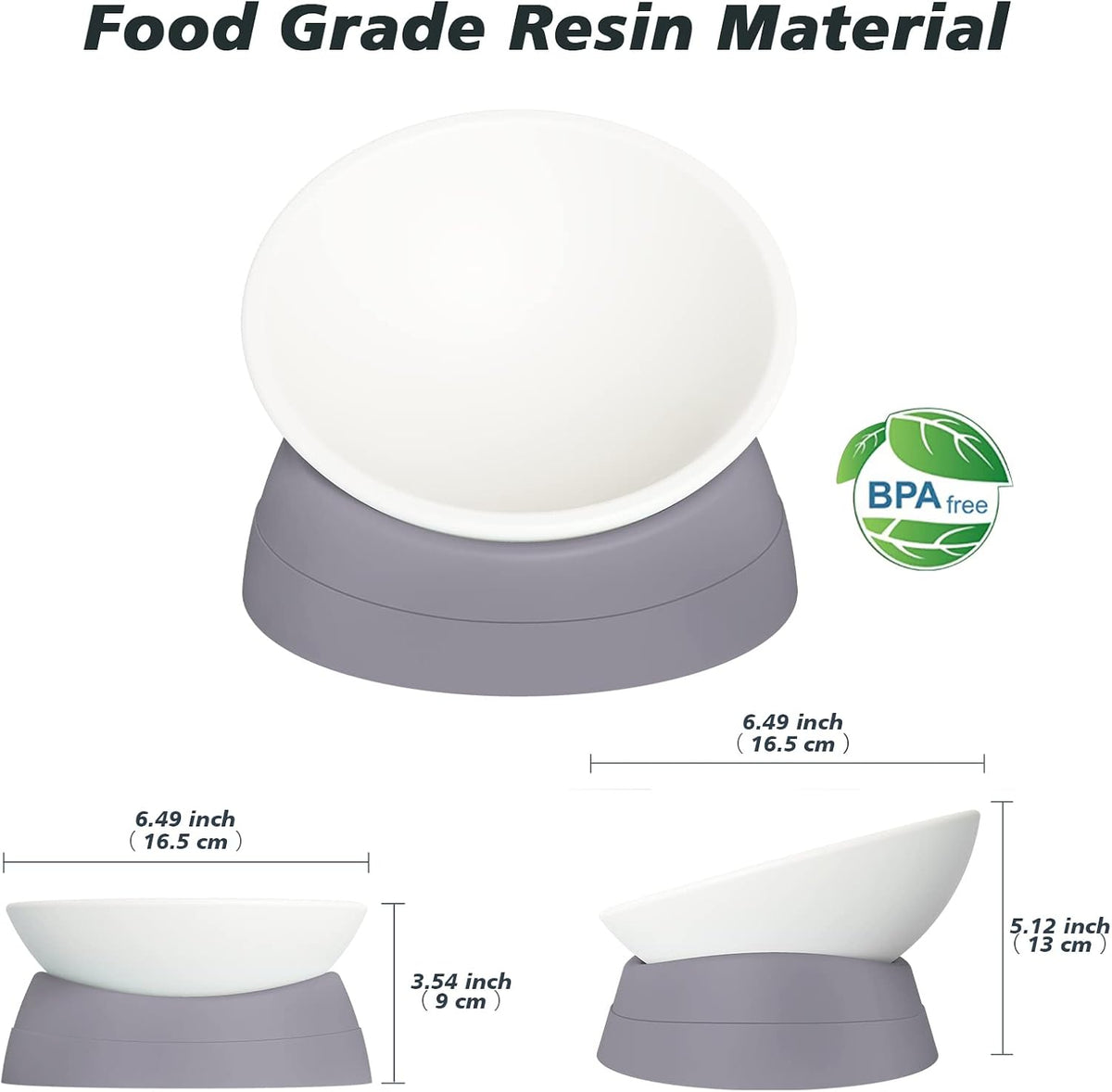 17 oz Raised Cat Food Bowls, Adjustable-Angle Pet Bowls, Easy Cleaning Cat Wet Food Dishes with Non Slip Base, Whisker Friendly Kitten Food Bowl