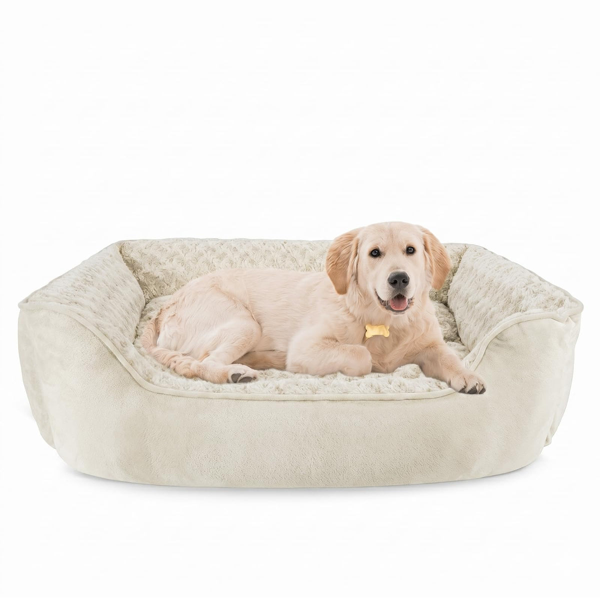 JOEJOY Rectangle Dog Bed for Large Medium Small Dogs - Washable Orthopedic Sofa Bed, Soft Breathable Puppy & Pet Cuddler, Durable Calming Dog Bed with Anti-Slip Bottom, Multiple Sizes, Beige