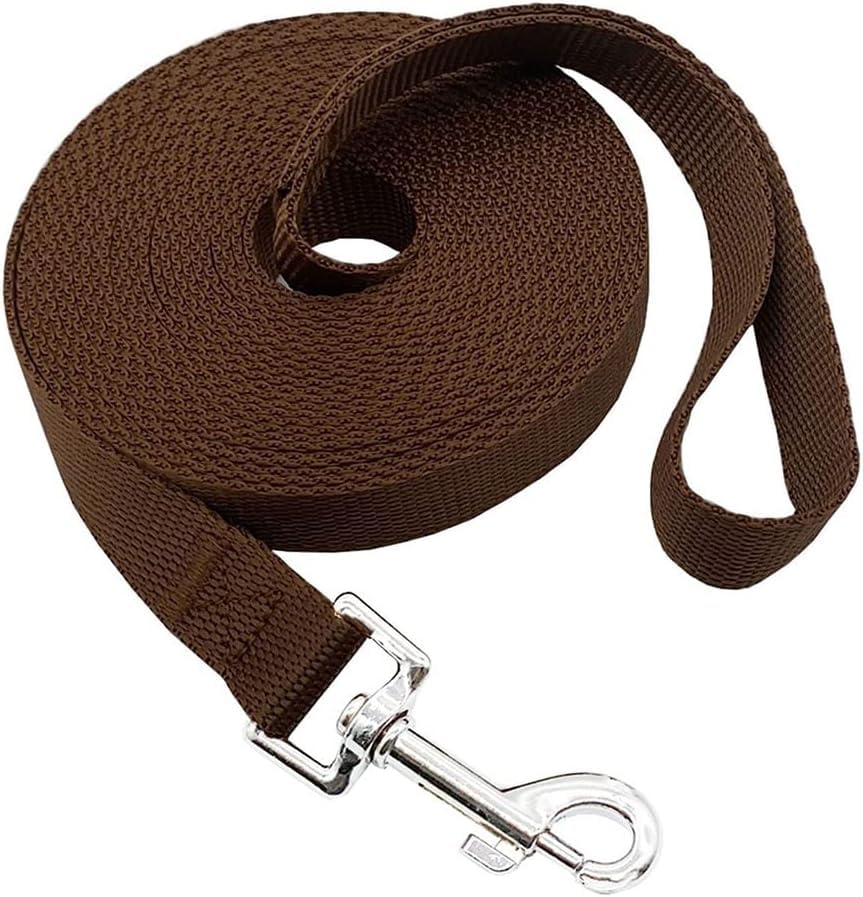 Nylon Training Dog Leash for Small Medium Large Dogs, 15ft 20ft 30ft 50ft Long Puppy Lead for Obedience Recall Training, Camping (20ft, Black)