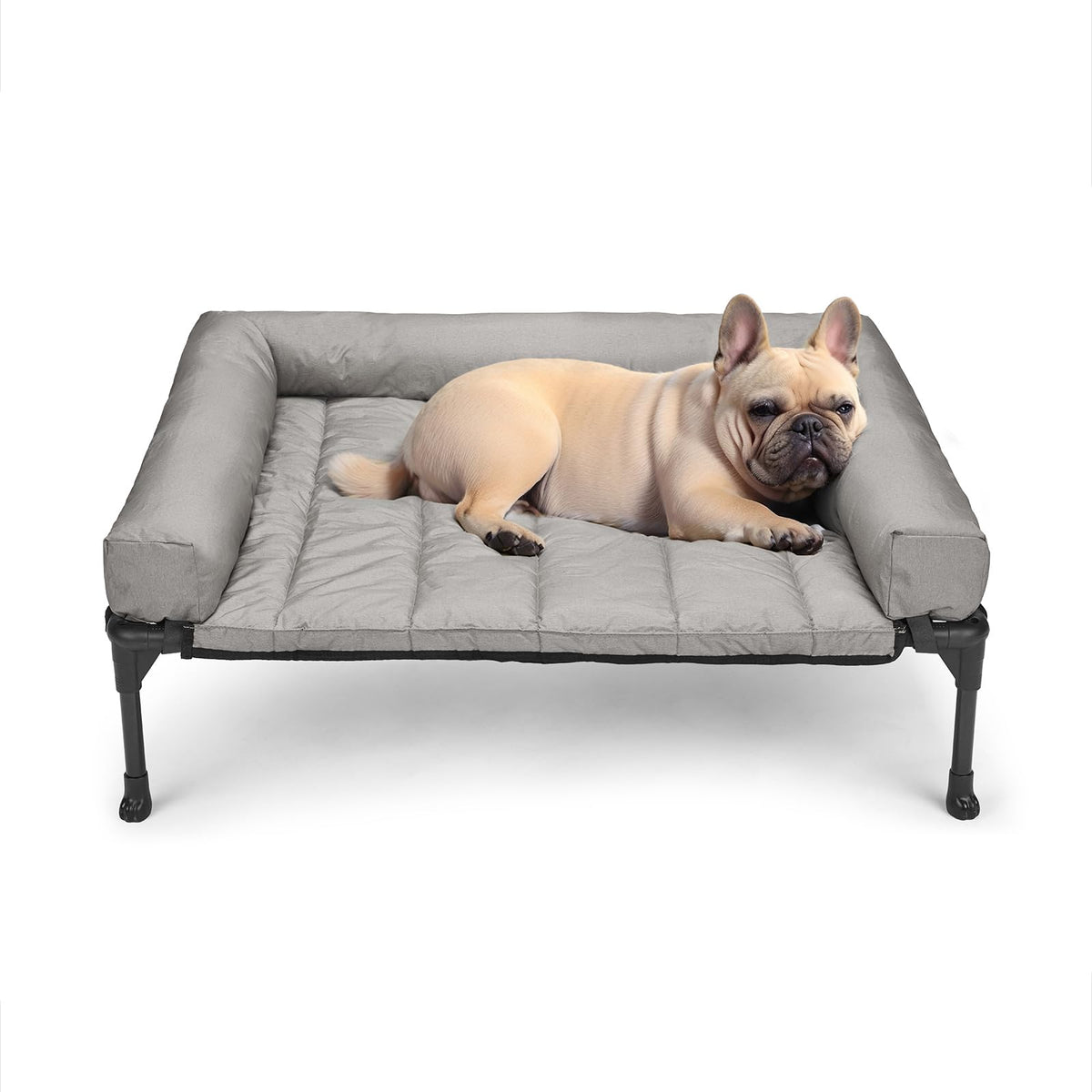 Veehoo Outdoor Elevated Dog Bed with Waterproof Bolster Cushion, Cooling