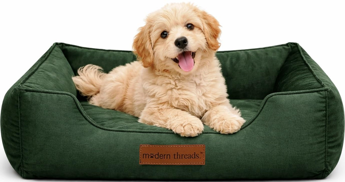 Modern Threads Luxury Dog Bed - Comfortable Tufted Velvet Cushion for Small to Large Dogs - Machine Washable - Durable & Cute Sleep Space for Pets - Pamper Your Pet with Cozy Beds - Rosewood