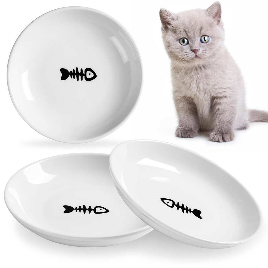 Cat Bowls, Elevated Cat Bowl, Raised Ceramic Dish with Metal Stand, Pet Water or Food Feeding Station for Indoor Cats, Kitten, Puppies and Small Dogs, Dishwasher Safe