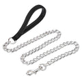 Chain Leash Metal Dog Leash Chrome Plated with Soft Padded Handle for Small Dogs.(S, Black Handle)