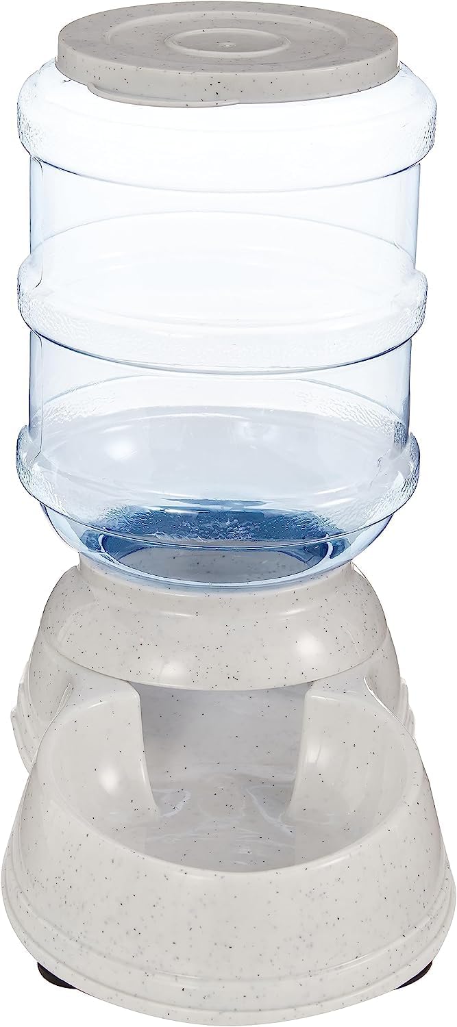 Amazon Basics Gravity Pet Food Feeder for Dogs and Cats, Easy to Clean, Easy to Fill, Removable Lid, 152fl.oz Capacity, Small