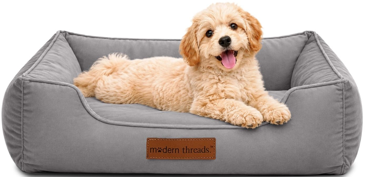 Modern Threads Luxury Dog Bed - Comfortable Tufted Velvet Cushion for Small to Large Dogs - Machine Washable - Durable & Cute Sleep Space for Pets - Pamper Your Pet with Cozy Beds - Rosewood