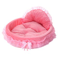 Pink Dog Bed Washable Princess Cat Couch Soft Plush Pet Sofa Nest Mat Snuggle Kitten Puppy Cave Beds Cute Cozy Kitten Doggy Kennel Cushion Small Medium Dogs Cats Sleeping Pad (S, Pink)