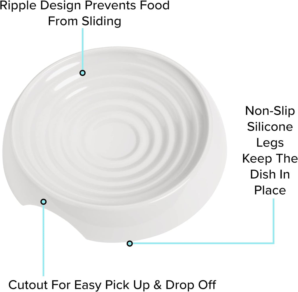 CatGuru Cat Bowls, Whisker Friendly Food Bowl for Indoor Cats, Reliefs Whisker Fatigue, Wide Kitten Dish, Non Slip Pet Dishes, Shallow Pet Plates (Marshmallow, (Pack of 2))