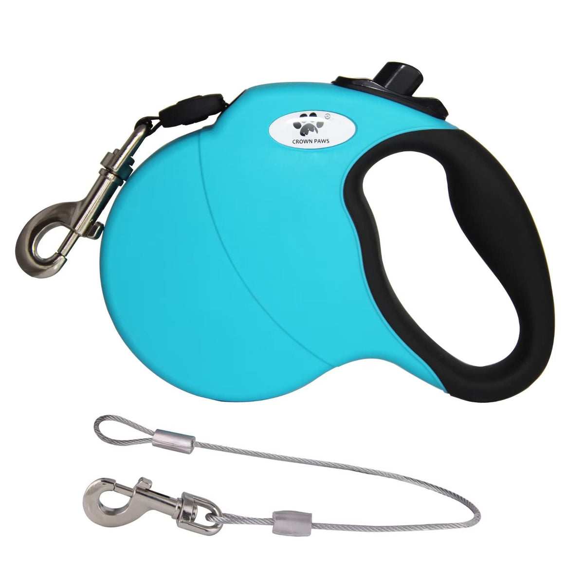 16ft Retractable Dog Leash for Large Breed Dogs up to 110 lbs with a Detachable Chew Proof Extender Wire Ropes (Black L)