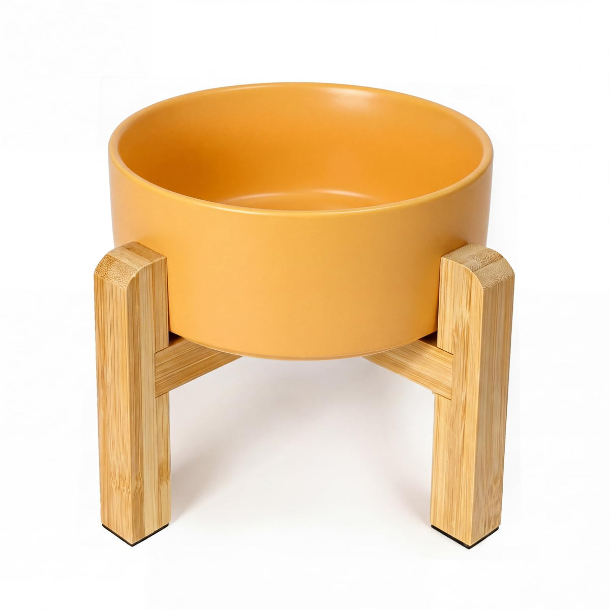 Cat Water Bowl - Elevated Cat Bowls | Ceramic Raised Cat Bowl with Adjustable Bamboo Stand | Anti Vomiting Cat Food Bowl for Indoor Cats, Kittens & Small Dogs | Dishwasher Safe | 5.1" Cat Dish| White