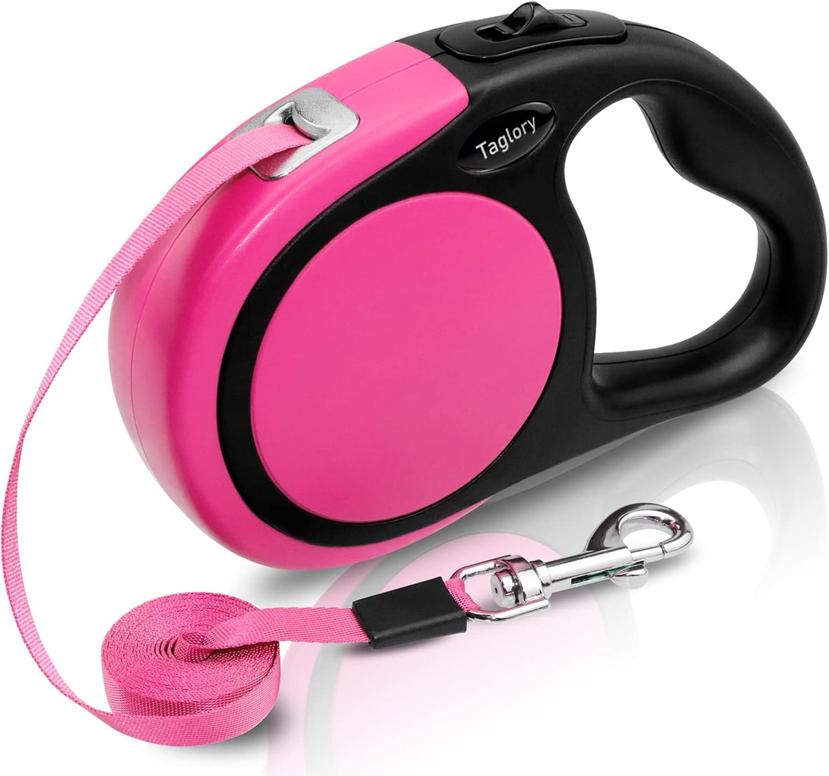 Taglory Retractable Dog Leash, One-Handed Brake, 16ft, Up to 44 lbs, Pink