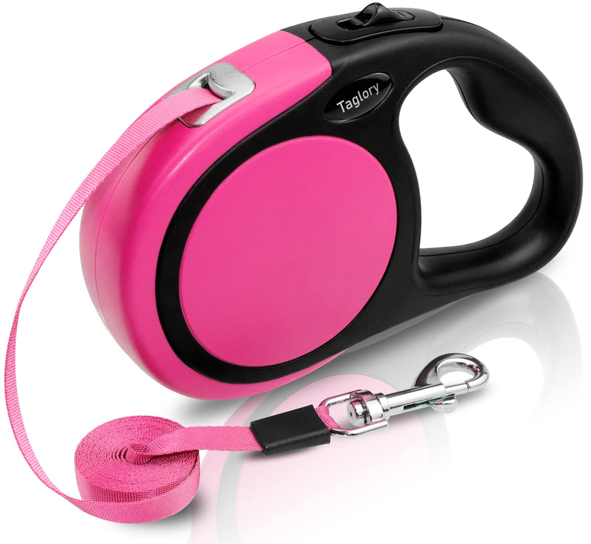 Taglory Retractable Dog Leash, One-Handed Brake, 16ft, Up to 44 lbs, Pink