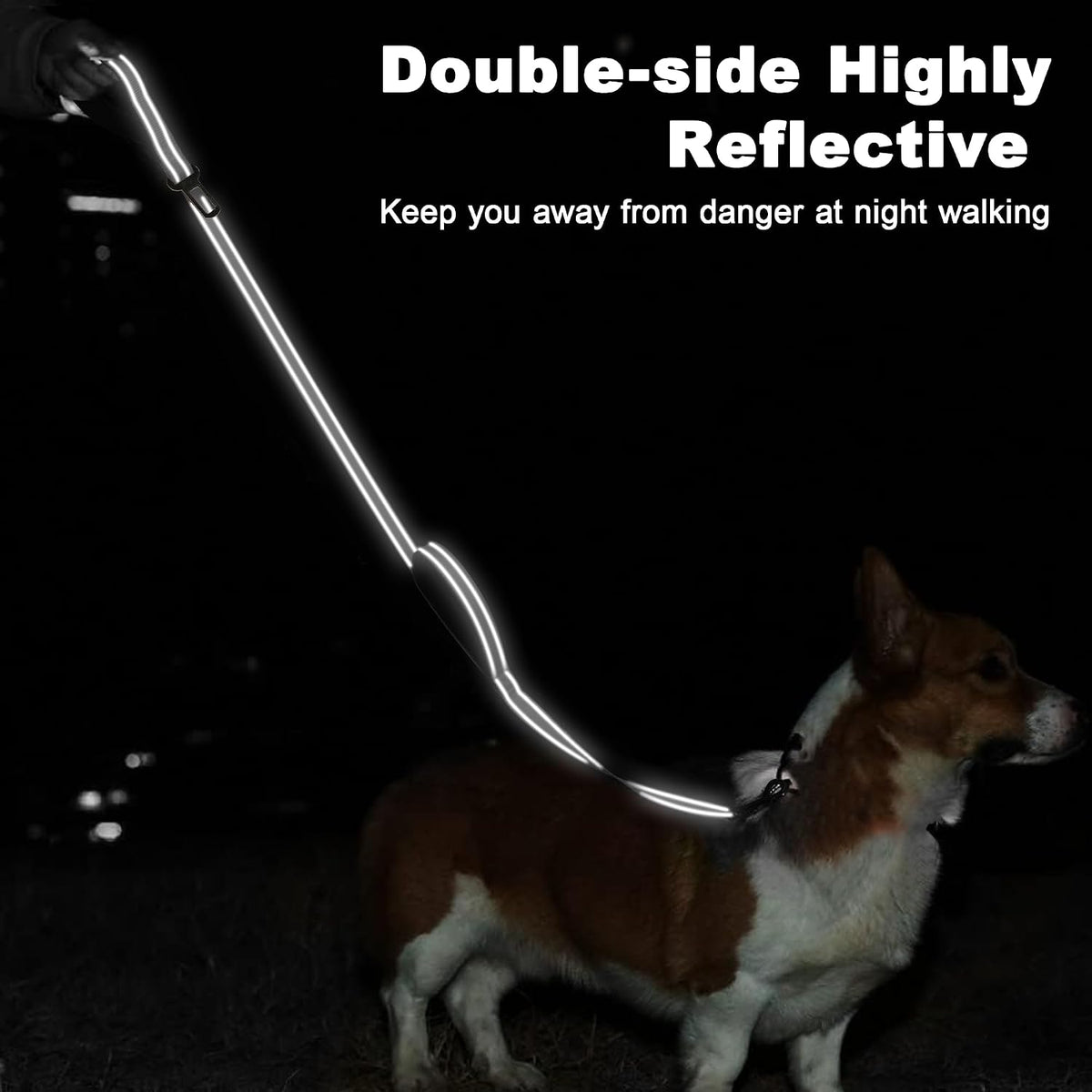 6 Foot Black Dog Leashes for Large Medium and Small Breed Dogs That Pull,Reflective Nylon Heavy Duty Dog Leash with 2 Comfortable Padded Traffic Handles and Car Seat Belt for Walking and Training