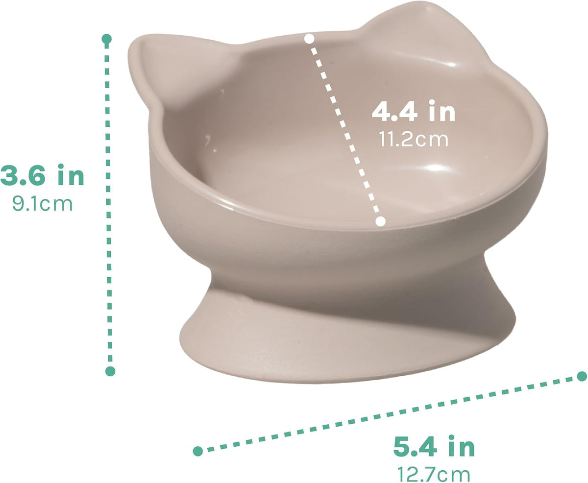 Kitty City Elevated Cat Bowls (Set of 2), Whisker-Friendly Raised Cat Food & Water Dishes, Modern Pedestal Design, Dishwasher Safe, 6.5 oz Each – Pink & Teal