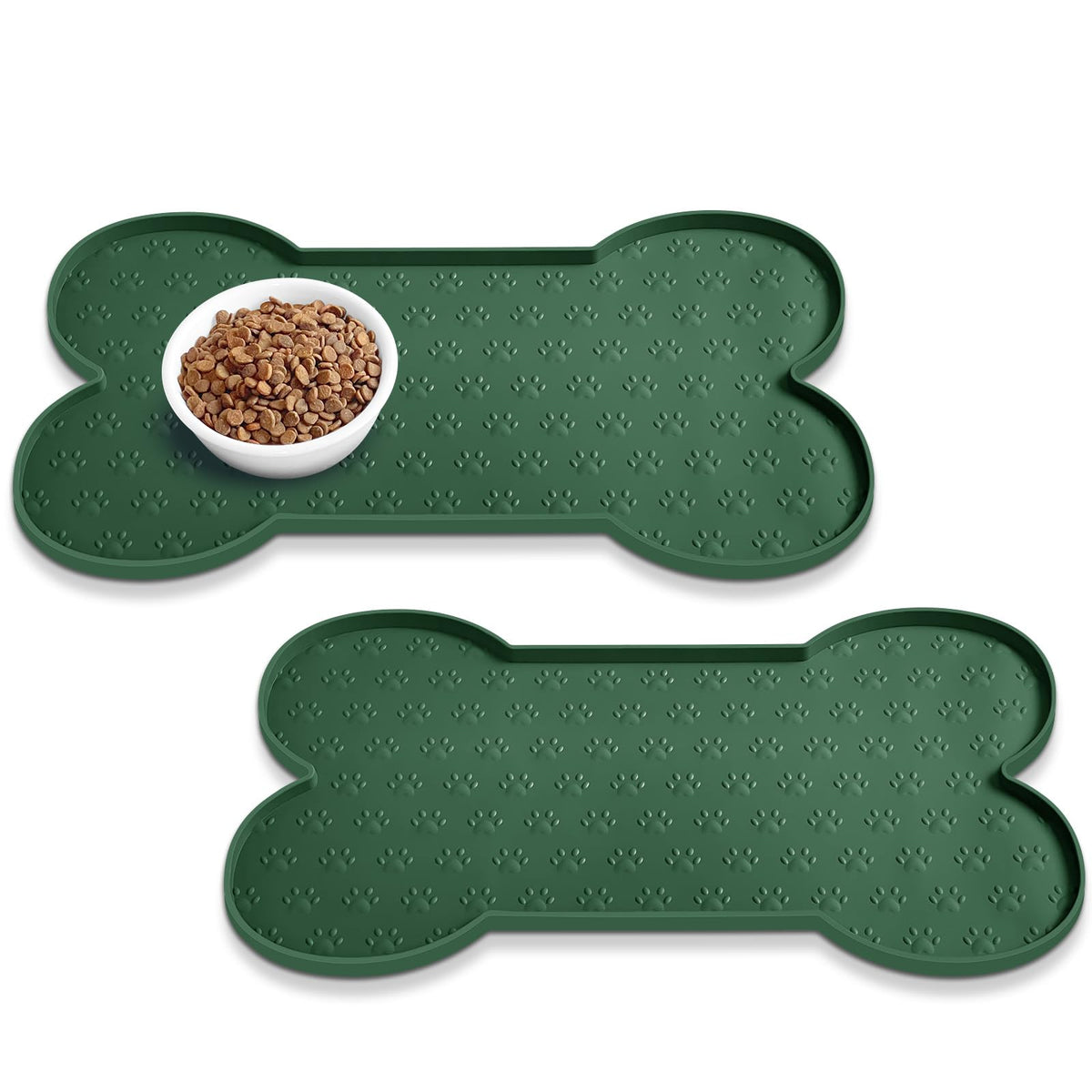 PWTAA Dog Food Mat Anti-Slip Silicone Dog Bowl Mat Thicker Pet Placemat Waterproof Cat Feeder Pad with Raised Edge Puppy Kitten Feeding Mats Suitable Small Medium-Sized Dogs Cats Eating Tray