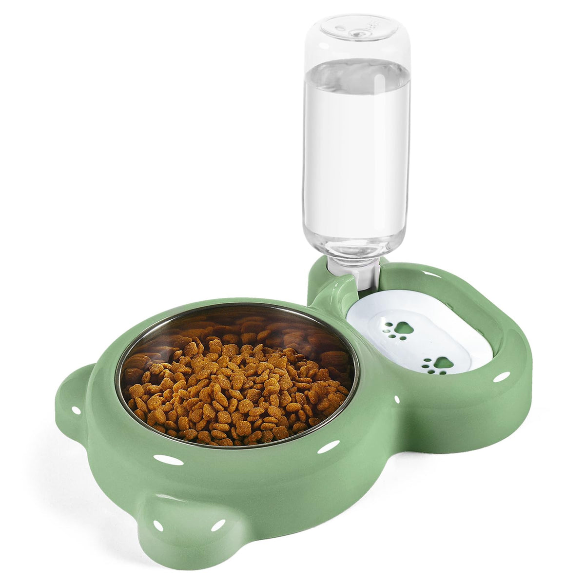 Dog Bowls, Cat Food and Water Bowl Set with Water Dispenser and Stainless Steel Bowl for Cats and Small Dogs - Pink