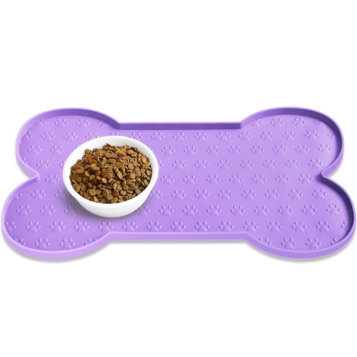 PWTAA Dog Food Mat Anti-Slip Silicone Dog Bowl Mat Thicker Pet Placemat Waterproof Cat Feeder Pad with Raised Edge Puppy Kitten Feeding Mats Suitable Small Medium-Sized Dogs Cats Eating Tray