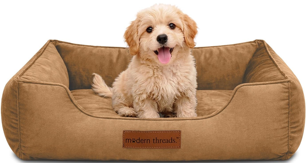 Modern Threads Luxury Dog Bed - Comfortable Tufted Velvet Cushion for Small to Large Dogs - Machine Washable - Durable & Cute Sleep Space for Pets - Pamper Your Pet with Cozy Beds - Rosewood