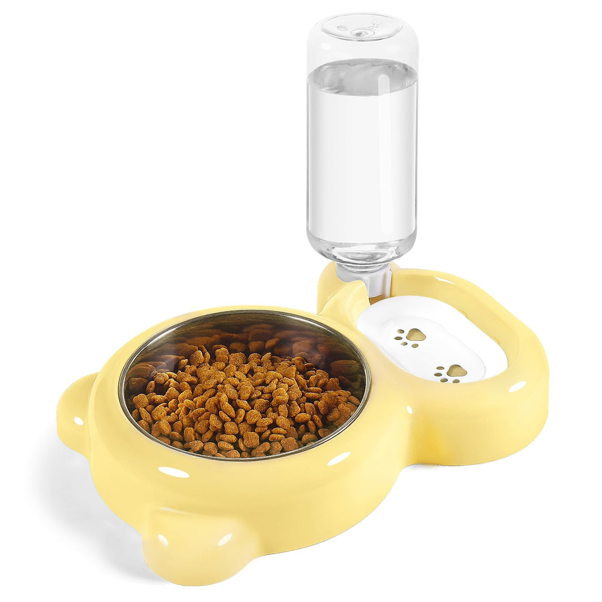 Dog Bowls, Cat Food and Water Bowl Set with Water Dispenser and Stainless Steel Bowl for Cats and Small Dogs - Pink