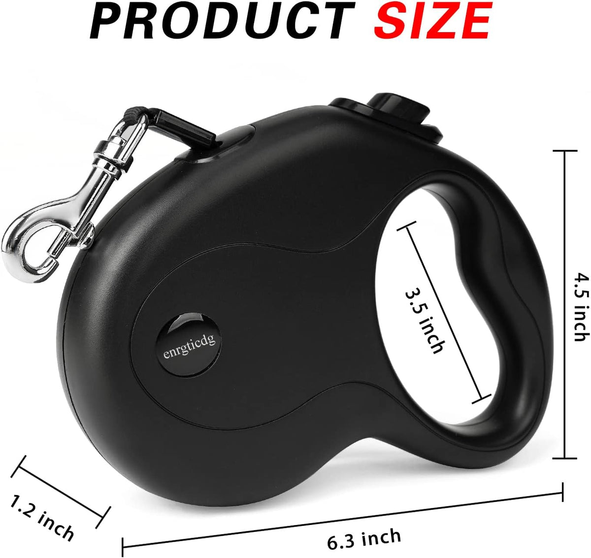 enrgticdg 16Ft Retractable Dog Leash,Light Weight Leash for Small to Medium Dogs/Cats Up to 50lbs,Stainless Steel Spring Strong Nylon Tape, Tangle Free, One-Handed Brake.(Black)