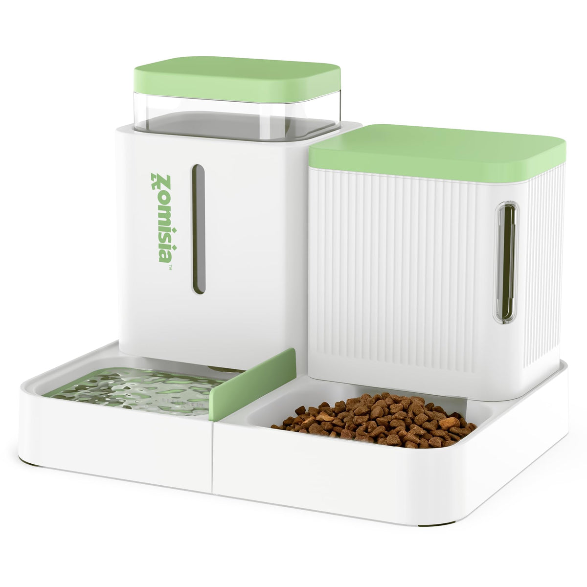 ZOMISIA Automatic Cat Feeder, Gravity Cat Food Dispenser, 0.8Gal x 2, Black