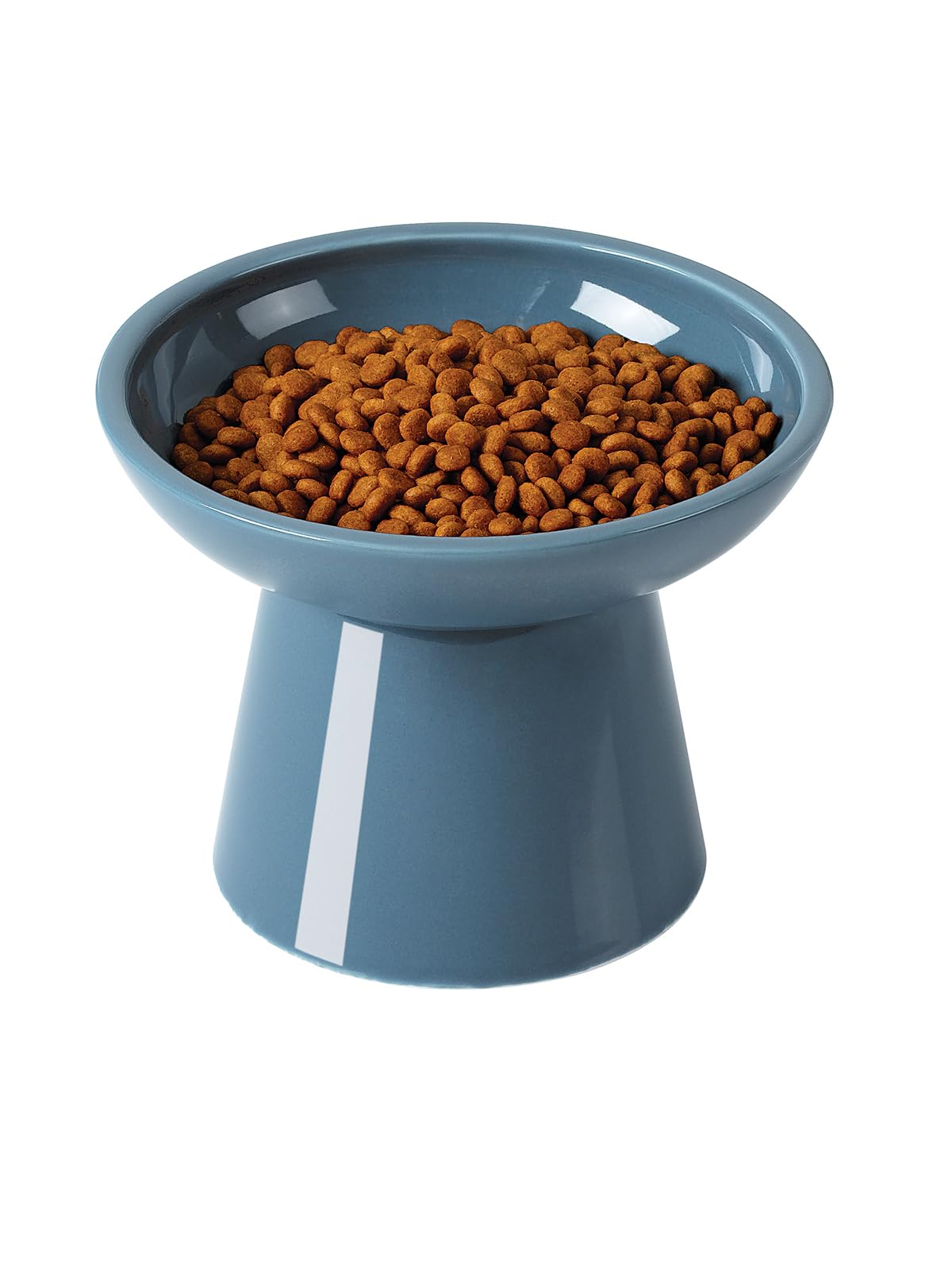 LoeJan Elevated Cat Food and Water Bowls Set, Extra Wide and Raised Ceramic Bowls, Anti-Vomit Whisker-Free Pressure Cat Feeder for Kittens to Adult Cats and Small Dogs (White, Water Bowl)